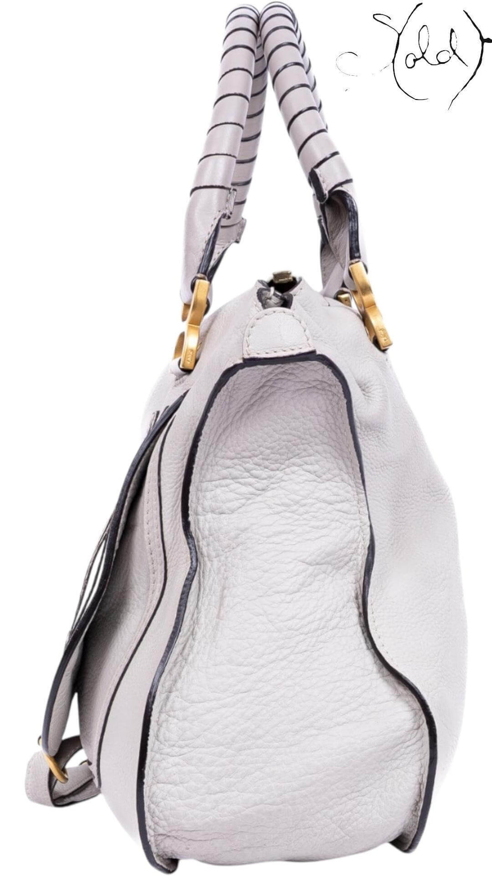 Chloé Marcie Large Satchel – White Calf Leather, Interior view | Sold Attire