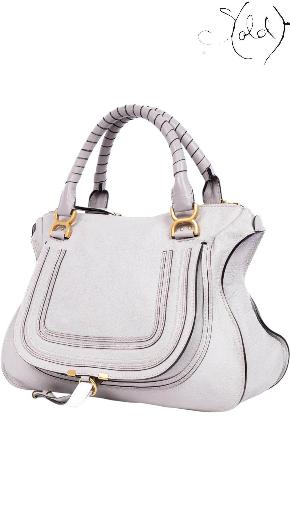 Chloé Marcie Large Satchel – White Calf Leather, Back view | Sold Attire