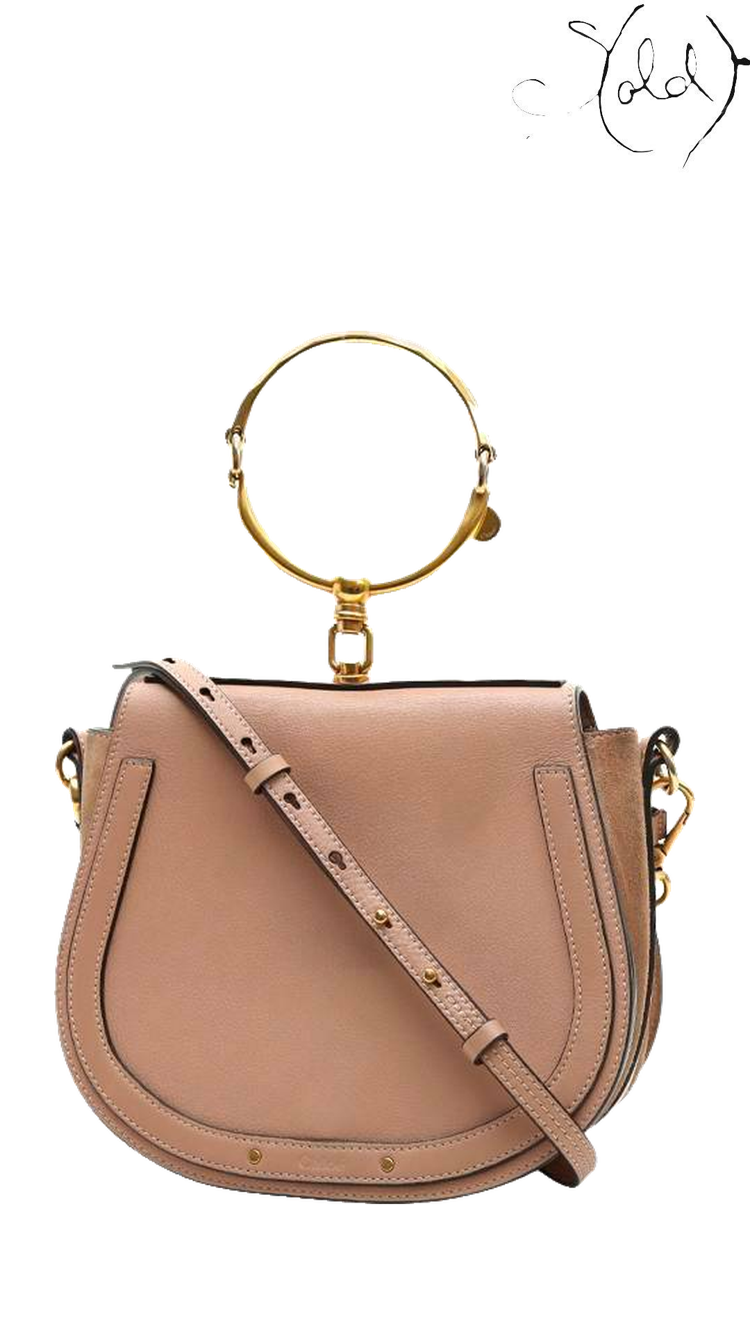 Chloé Nile beige leather and suede Bracelet Bag: front view