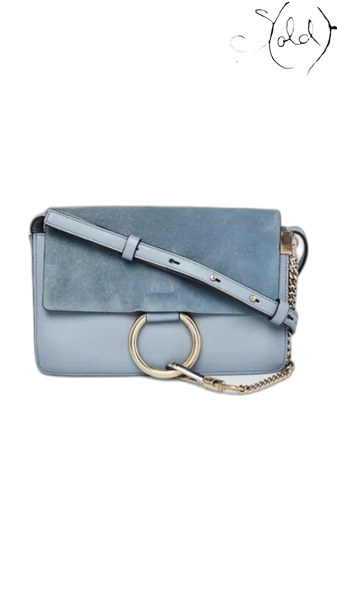 Chloé Small Faye Blue Leather and Suede Bag 1