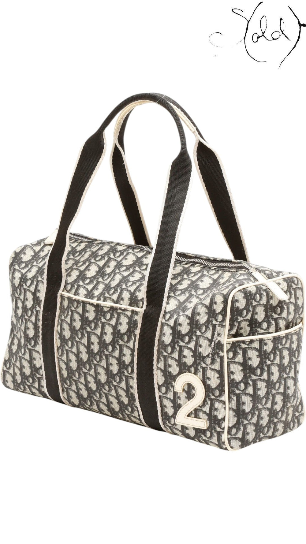 Christian Dior Trotter No. 2 Boston Bag Blue Monogram 2004 Galliano Era Pristine, Back view | Sold Attire