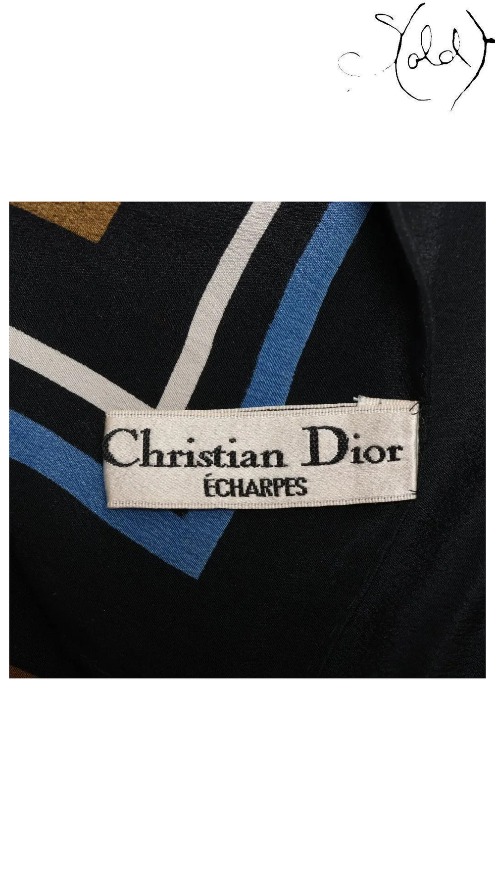 Christian Dior Black Floral Silk Scarf — detail view 6