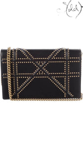 CHRISTIAN DIOR Diorama Wallet on Chain – Architectural Black Edition, Back view | Sold Attire