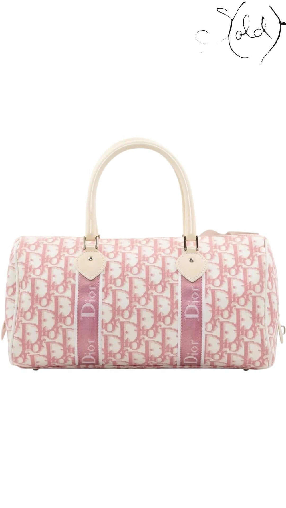 Christian Dior Pink Trotter Girly Boston Bag – Ultra Rare Galliano, Back view | Sold Attire
