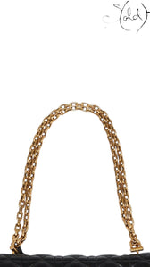 Sold Attire black lambskin Dioraddict flap bag with aged gold chain strap and cannage quilting.