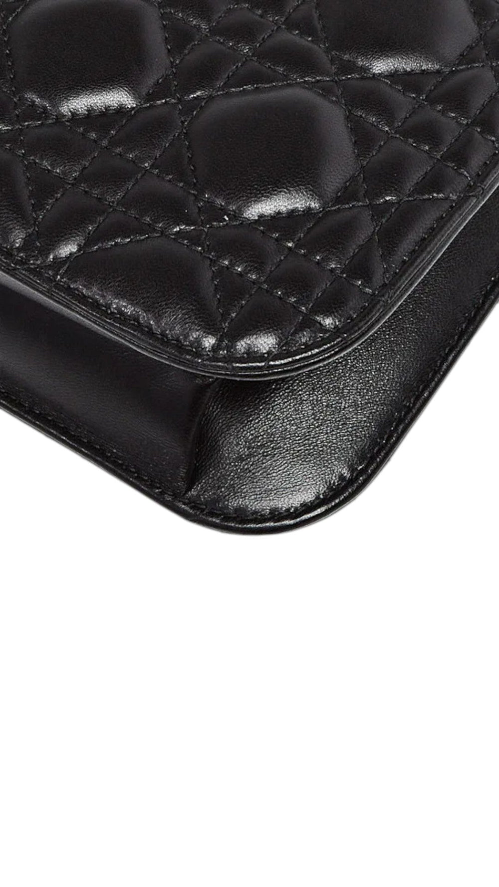 Sold Attire black lambskin Christian Dior Dioraddict flap bag with cannage quilting and aged gold hardware.