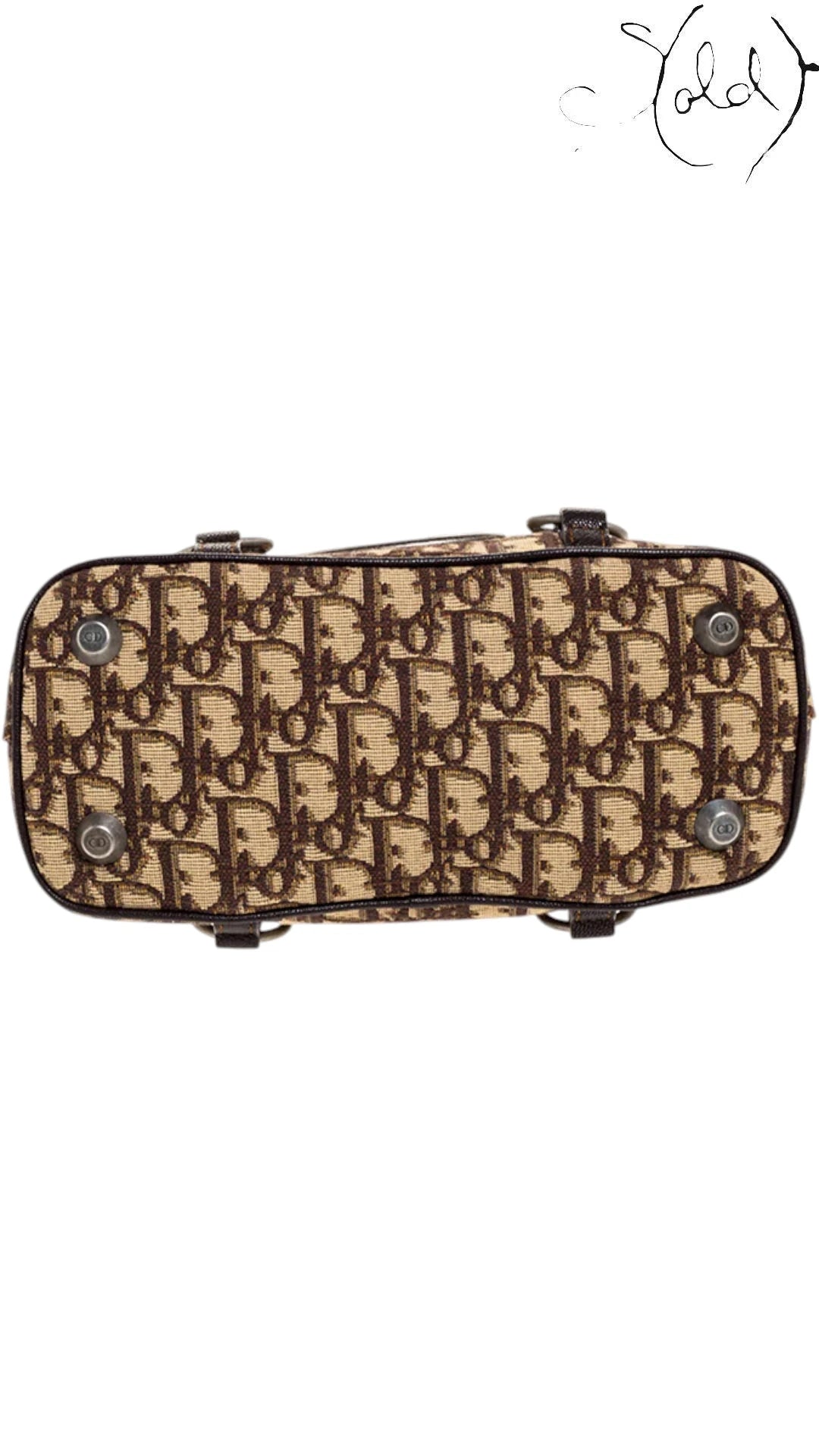 Christian Dior Trotter CD Satchel Beige Brown Canvas Early 2000s, Detail view | Sold Attire