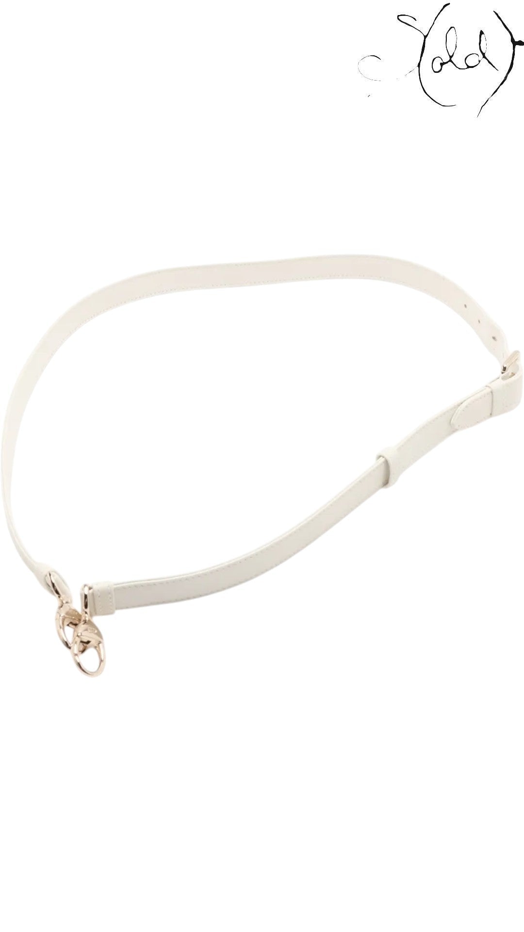 Sold Attire white lambskin adjustable shoulder strap with rose gold hardware for Lady Dior bag