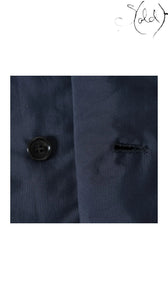 Sold Attire navy polyester padded cape coat with a single black button and buttonhole, AW16.