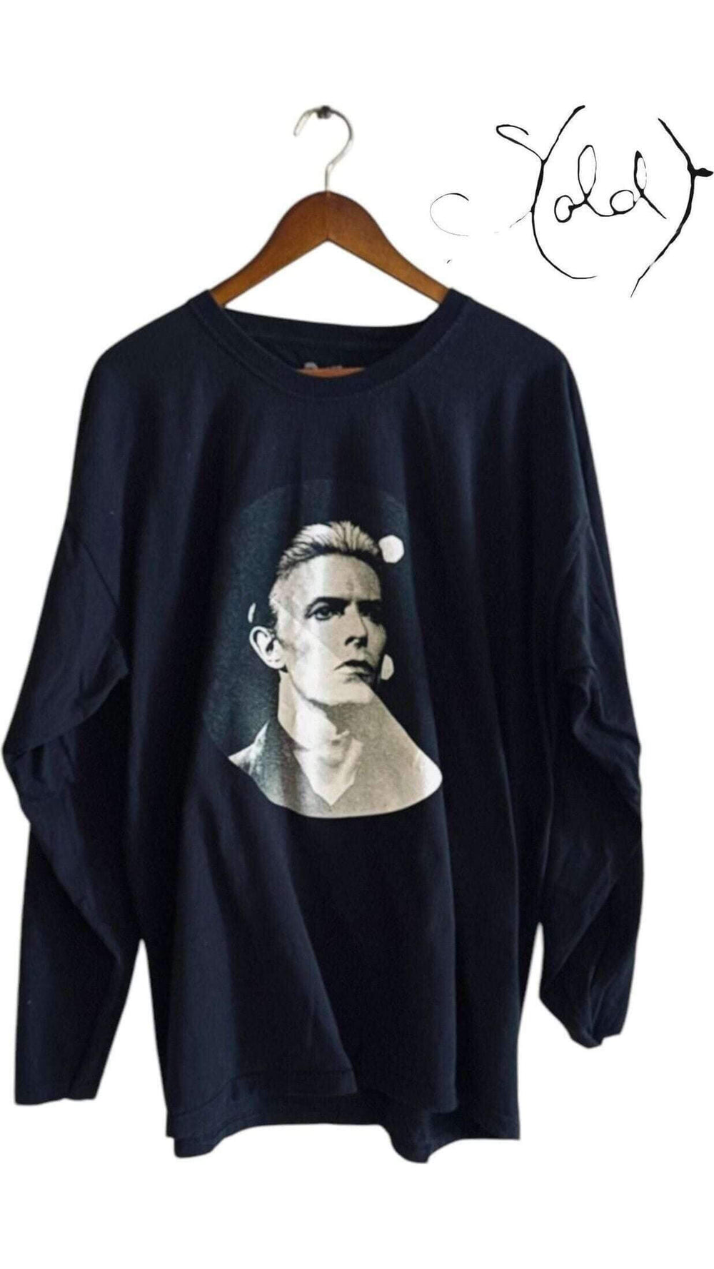 David Bowie Cotton Long Sleeve – Vintage XL Style, Back view | Sold Attire