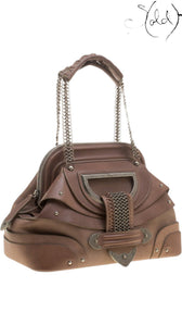 Dior Jeanne Frame Satchel brown leather side view