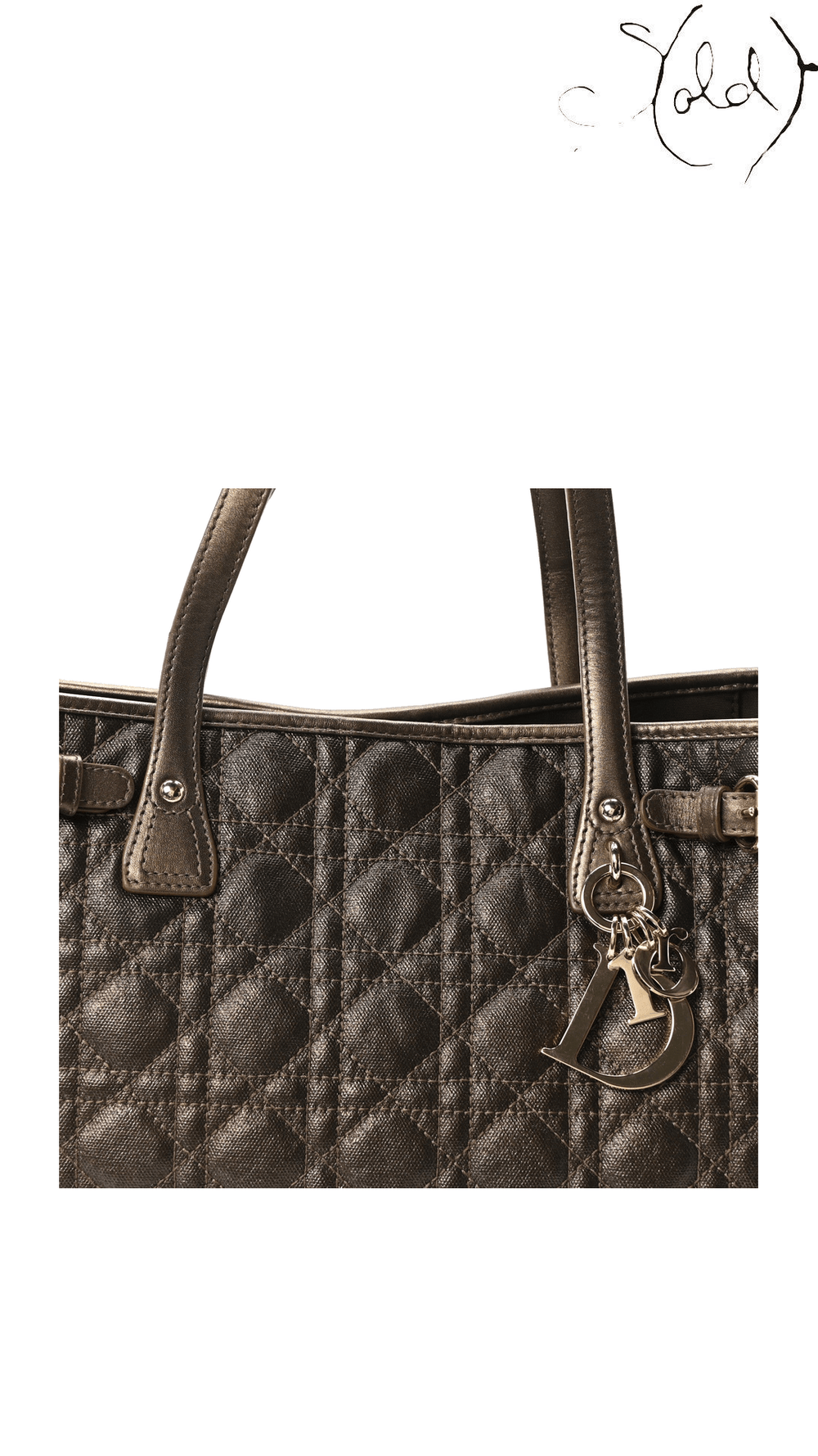 Dior Bronze Cannage Small Panarea Tote: handle and Cannage detail