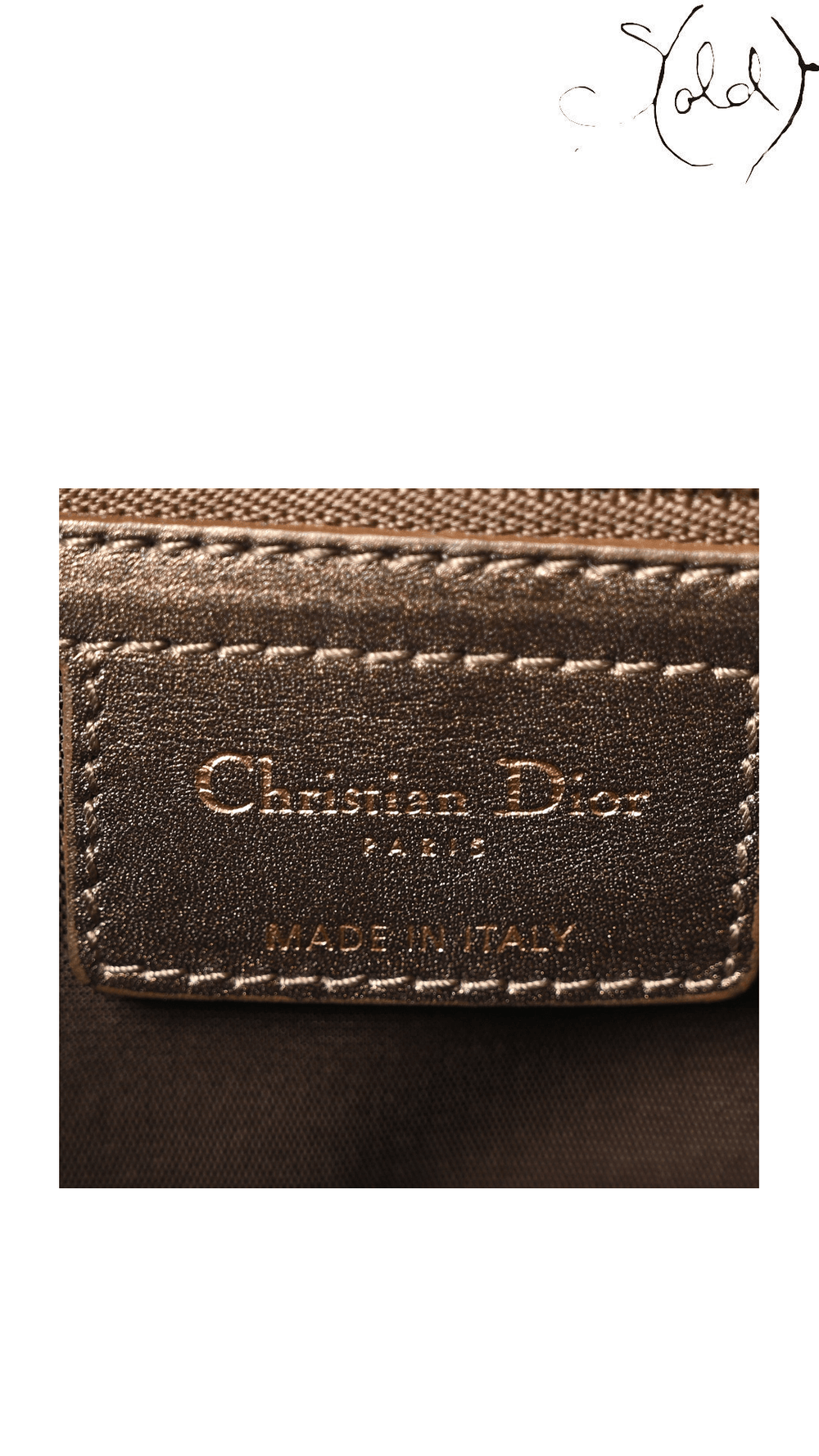 Dior Bronze Cannage Small Panarea Tote: brand stamp detail