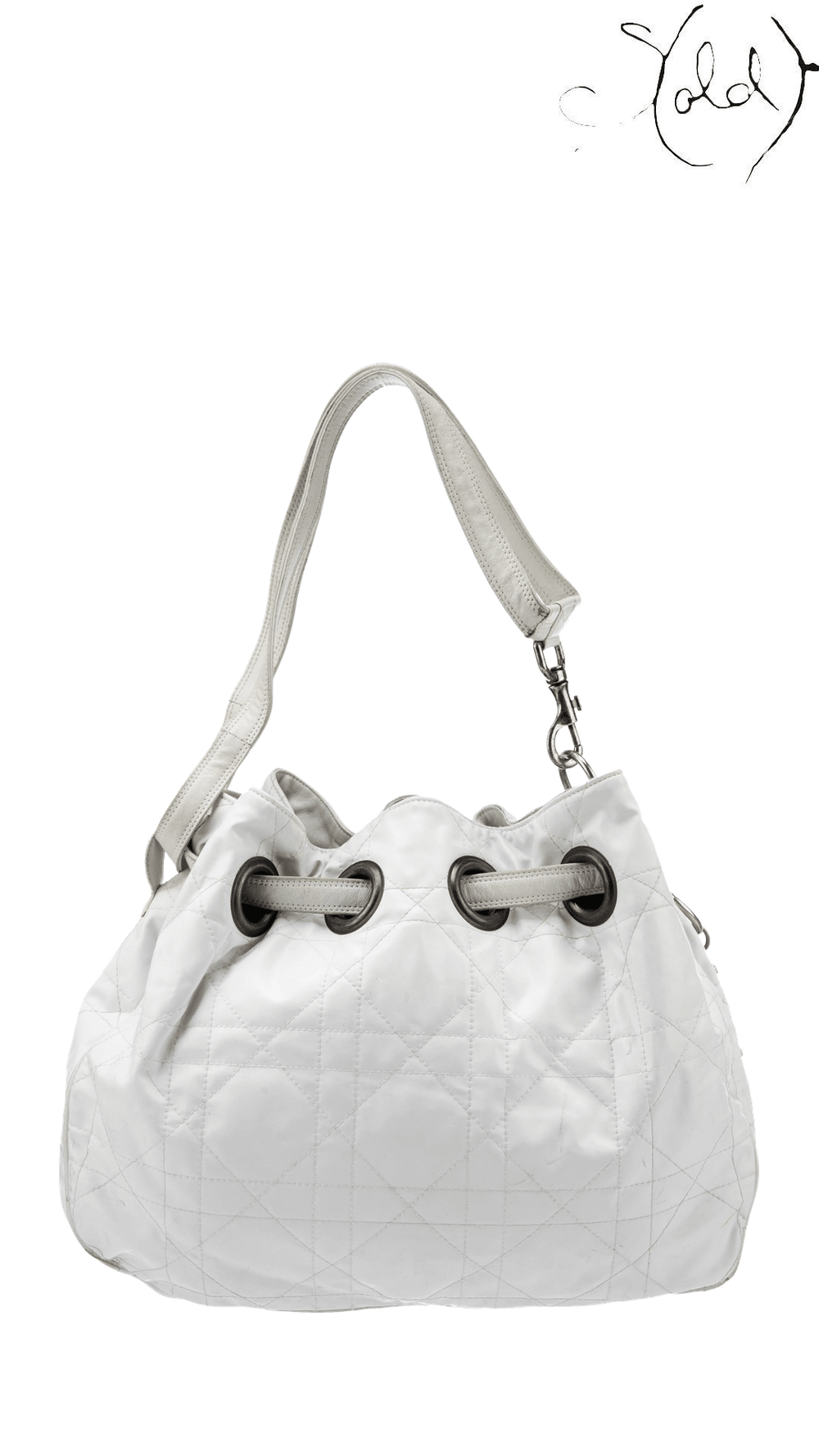 Dior white patent Cannage hobo bag: reverse view