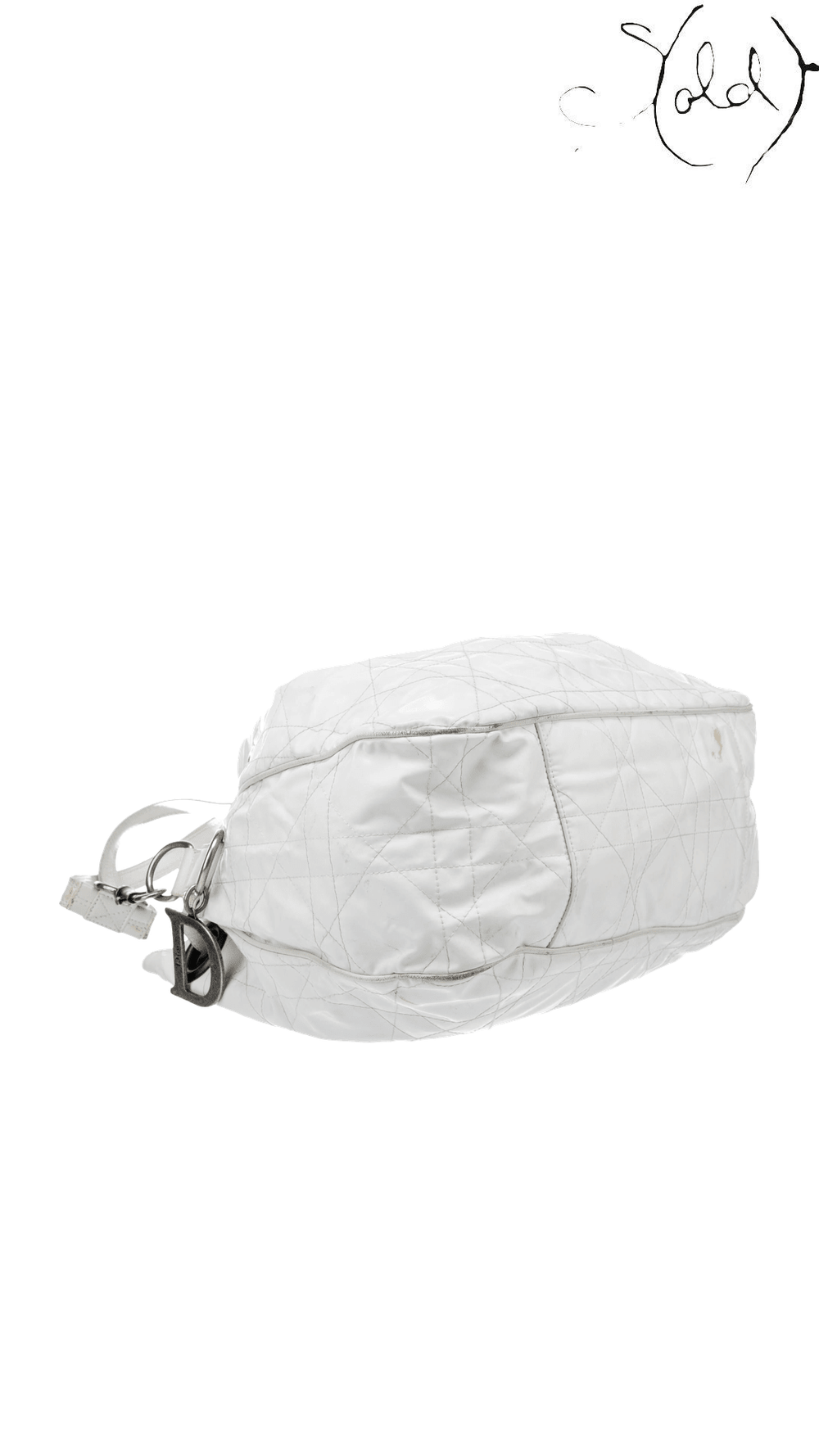 Dior white patent Cannage hobo bag: base view