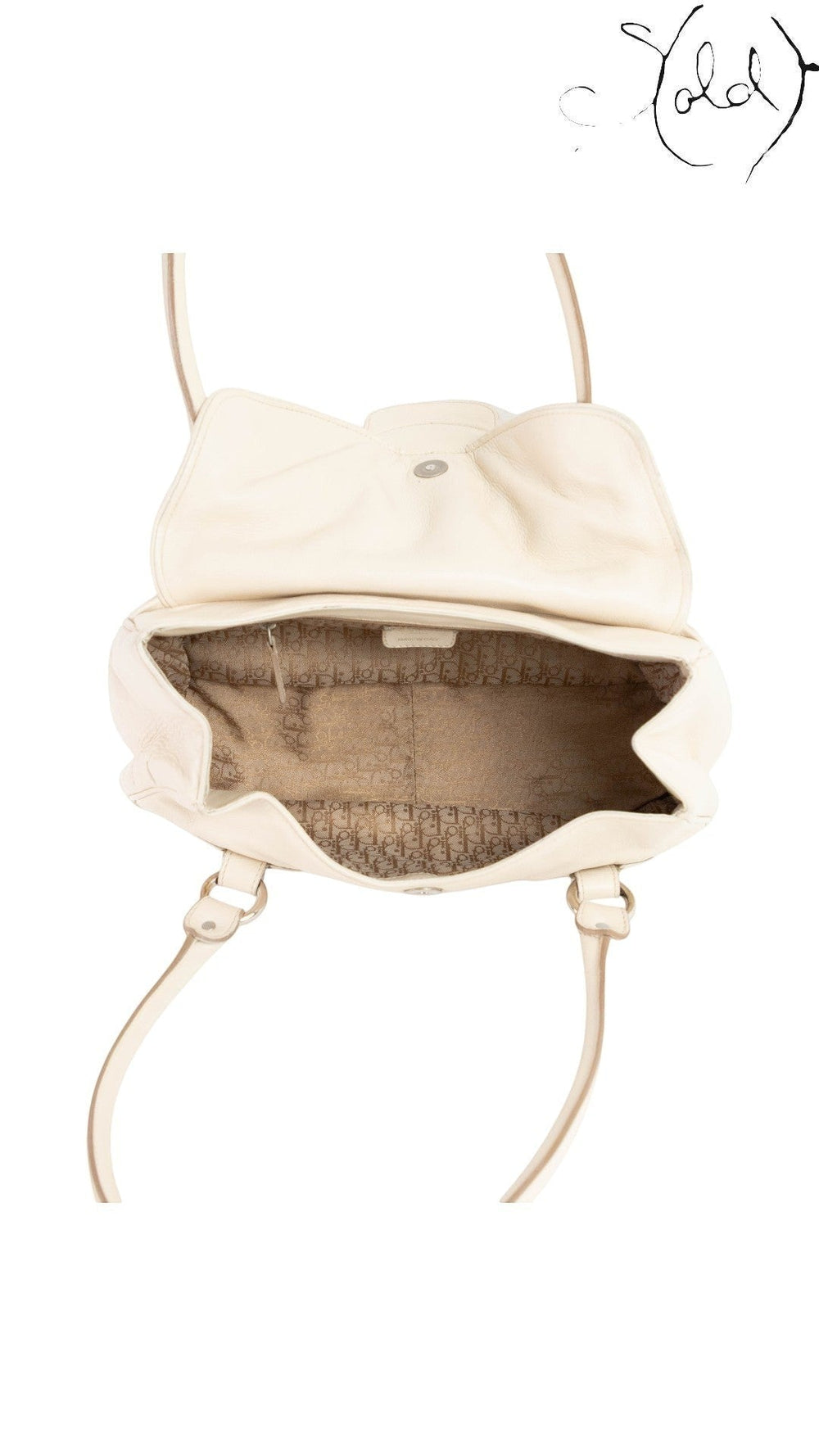 Dior Saint Germaine Cream Leather Flap Bag back view
