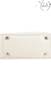 Sold Attire Dior Saint Germaine bag base featuring cream leather and four silver-tone protective feet with CD logos.