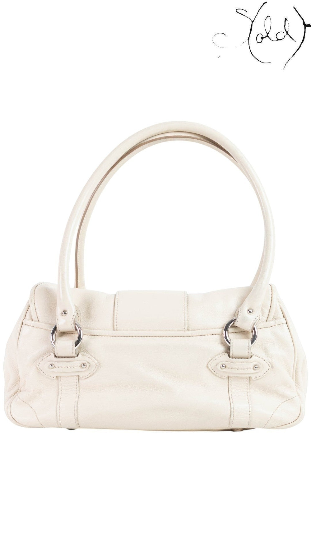 Sold Attire pre-owned Dior Saint Germaine cream leather shoulder bag with silver-tone hardware and dual straps.