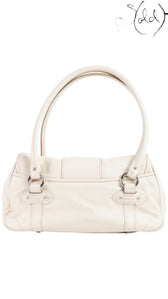Sold Attire pre-owned Dior Saint Germaine cream leather shoulder bag with silver-tone hardware and dual straps.
