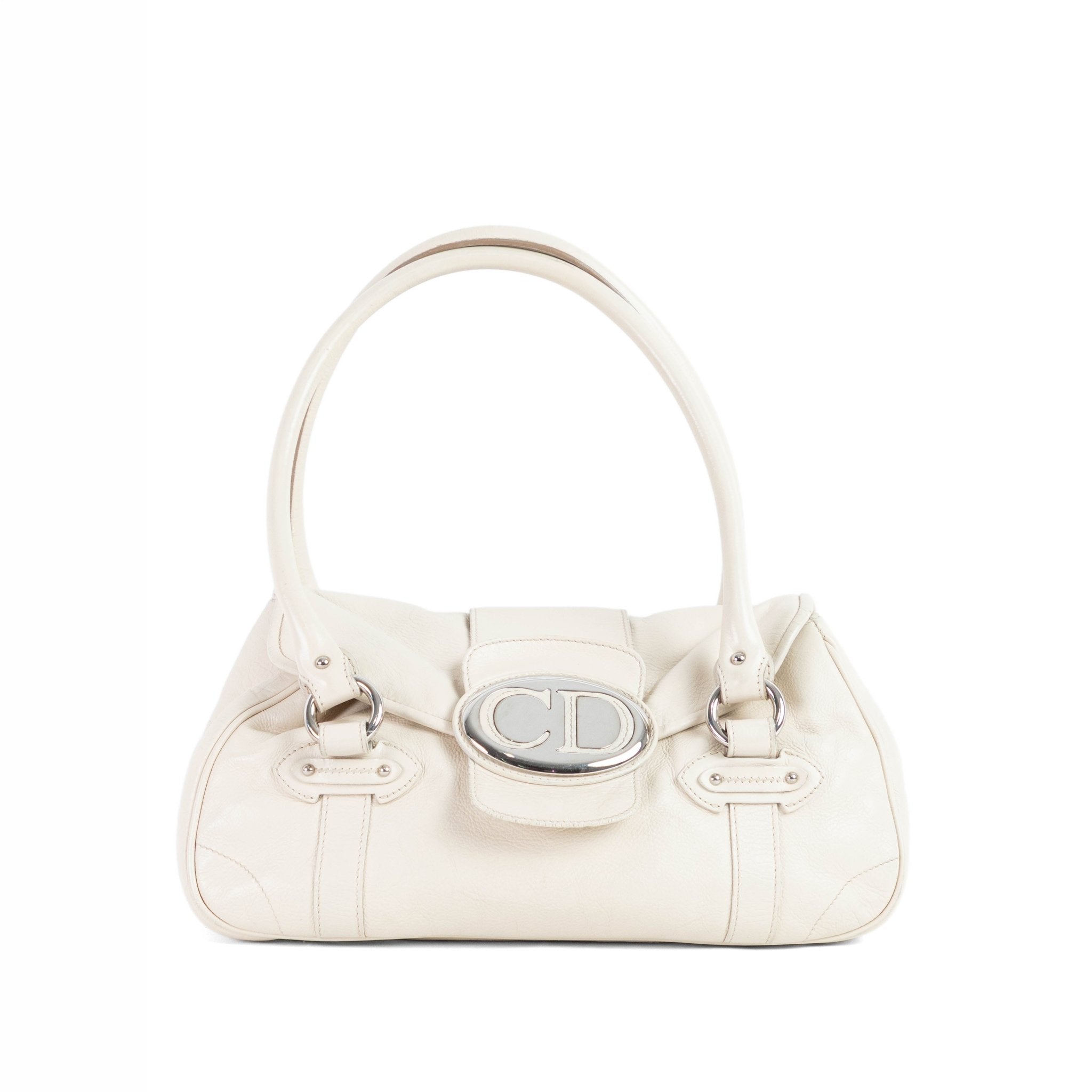 Dior Saint Germaine Cream Leather Flap Bag front view