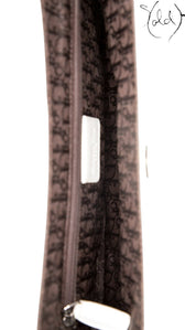 Sold Attire Dior Street Chic vintage shoulder bag interior featuring dark brown logo jacquard lining and brand tag