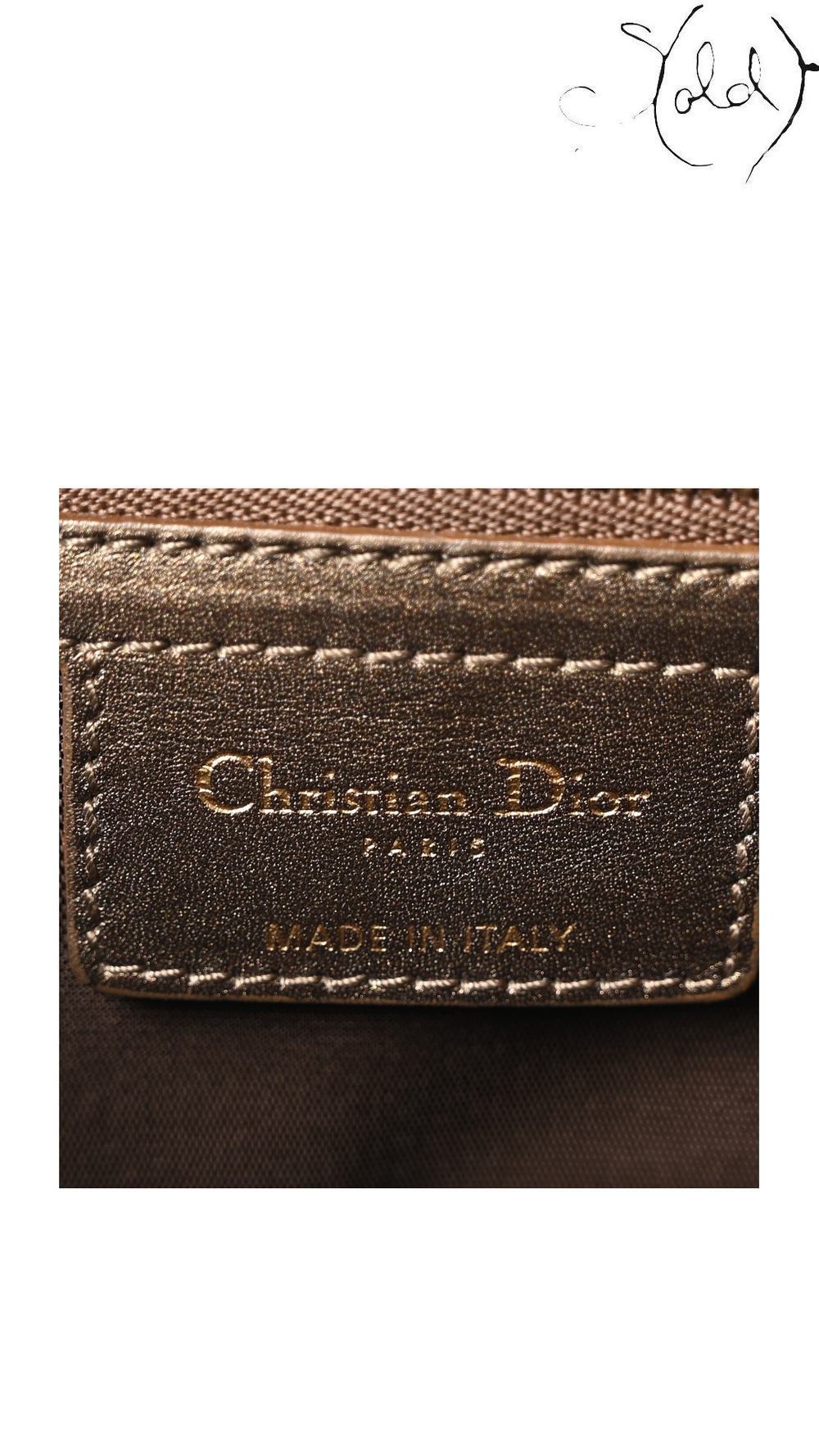 Dior Bronze Cannage Small Panarea Tote: brand stamp detail