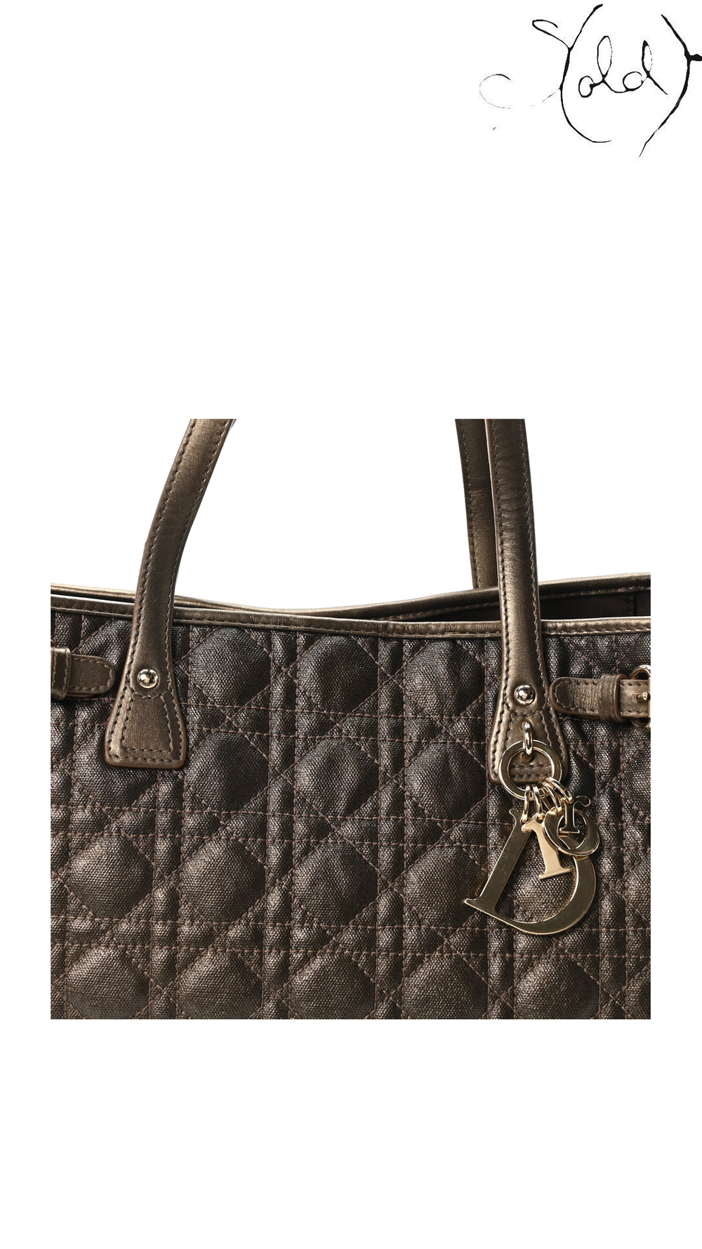 Dior Bronze Cannage Small Panarea Tote: handle and Cannage detail