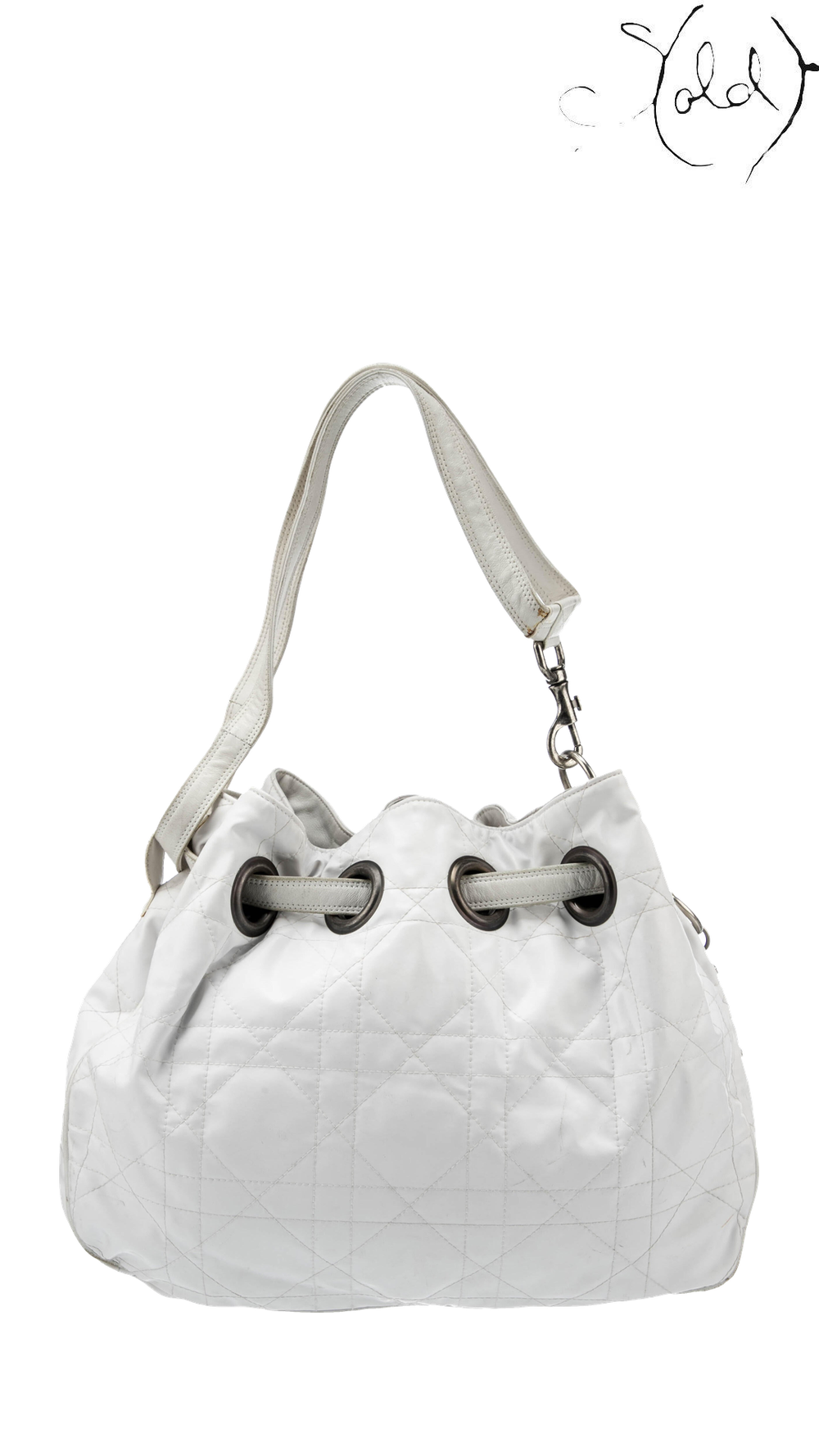 Dior white patent Cannage hobo bag: reverse view