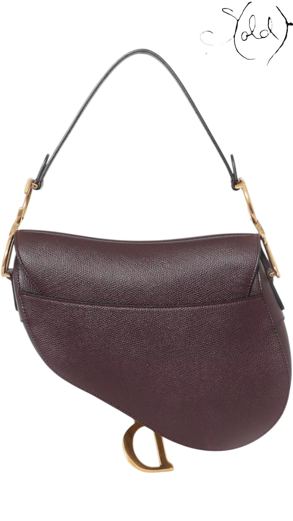 Christian Dior Saddle Bag Amarante Leather 2018, Back view | Sold Attire