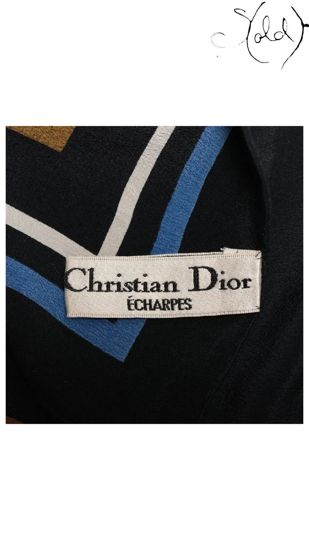 Christian Dior Black Floral Silk Scarf — detail view 6