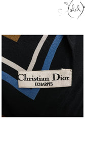Christian Dior Black Floral Silk Scarf — detail view 6