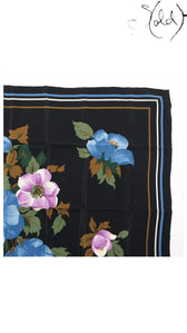 Christian Dior Black Floral Silk Scarf — detail view 3