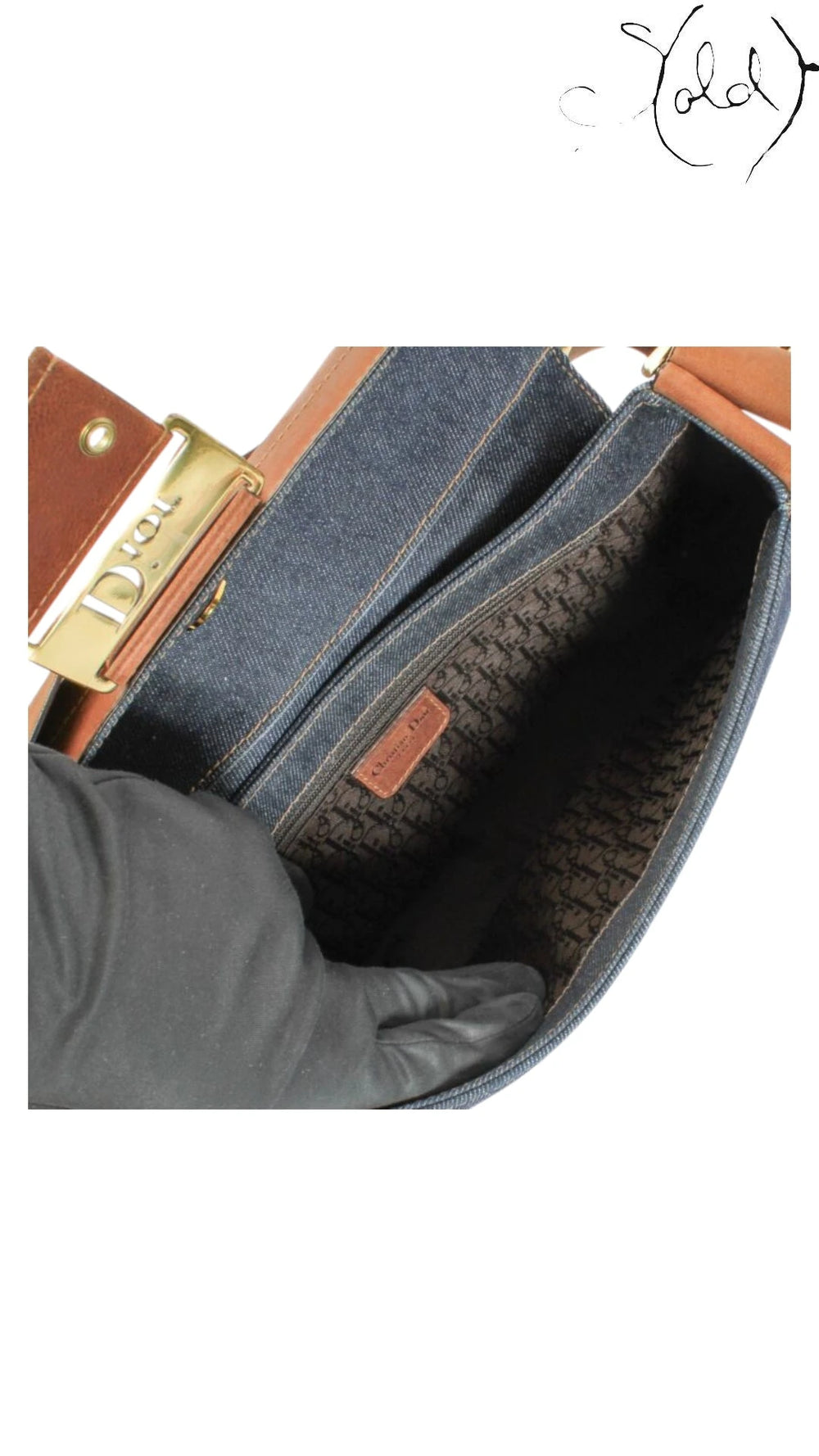 Dior Columbus Avenue Denim Bag 2000s Street Chic Rare, Hardware detail | Sold Attire