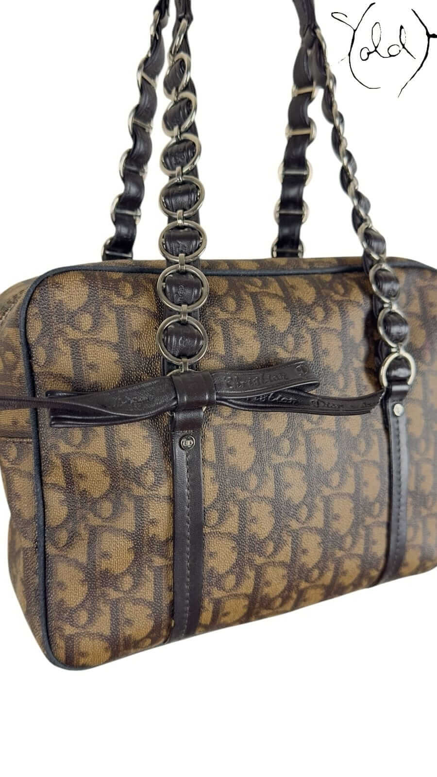 Dior Trotter ROMANTIQUE Bow Tote – Galliano Y2K, Back view | Sold Attire