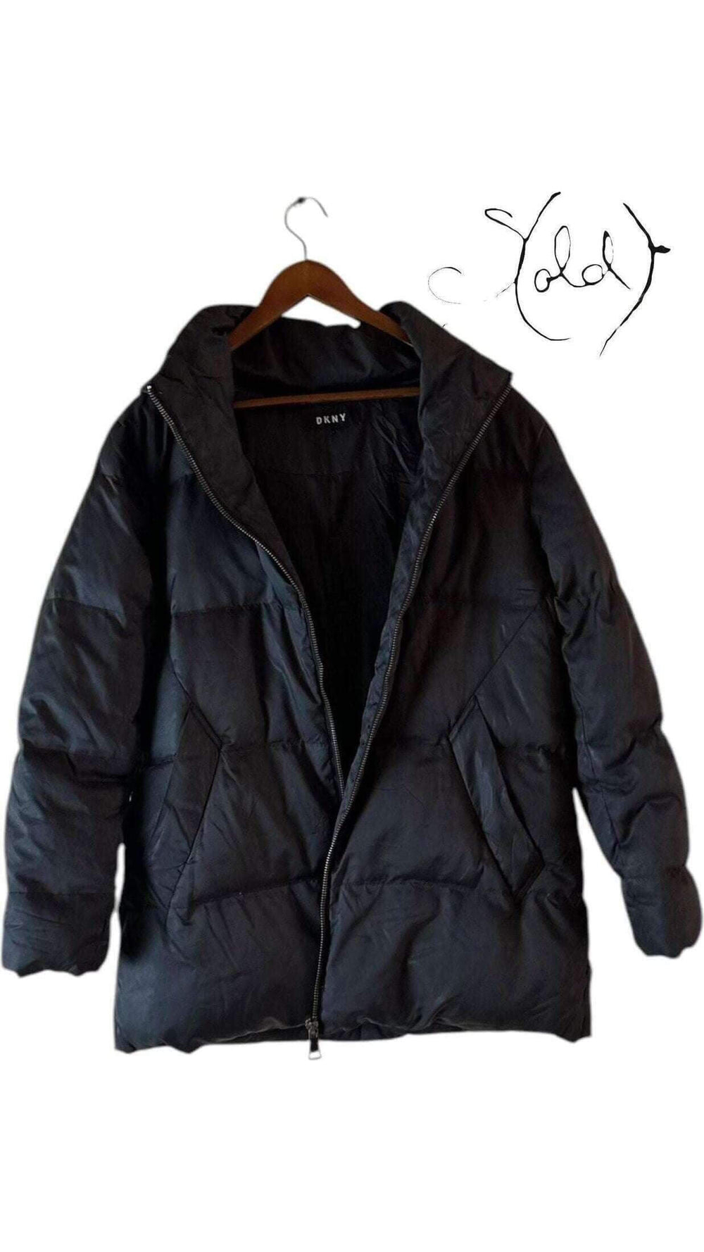 DKNY Black Puffer Jacket – Winter Essential, Back view | Sold Attire