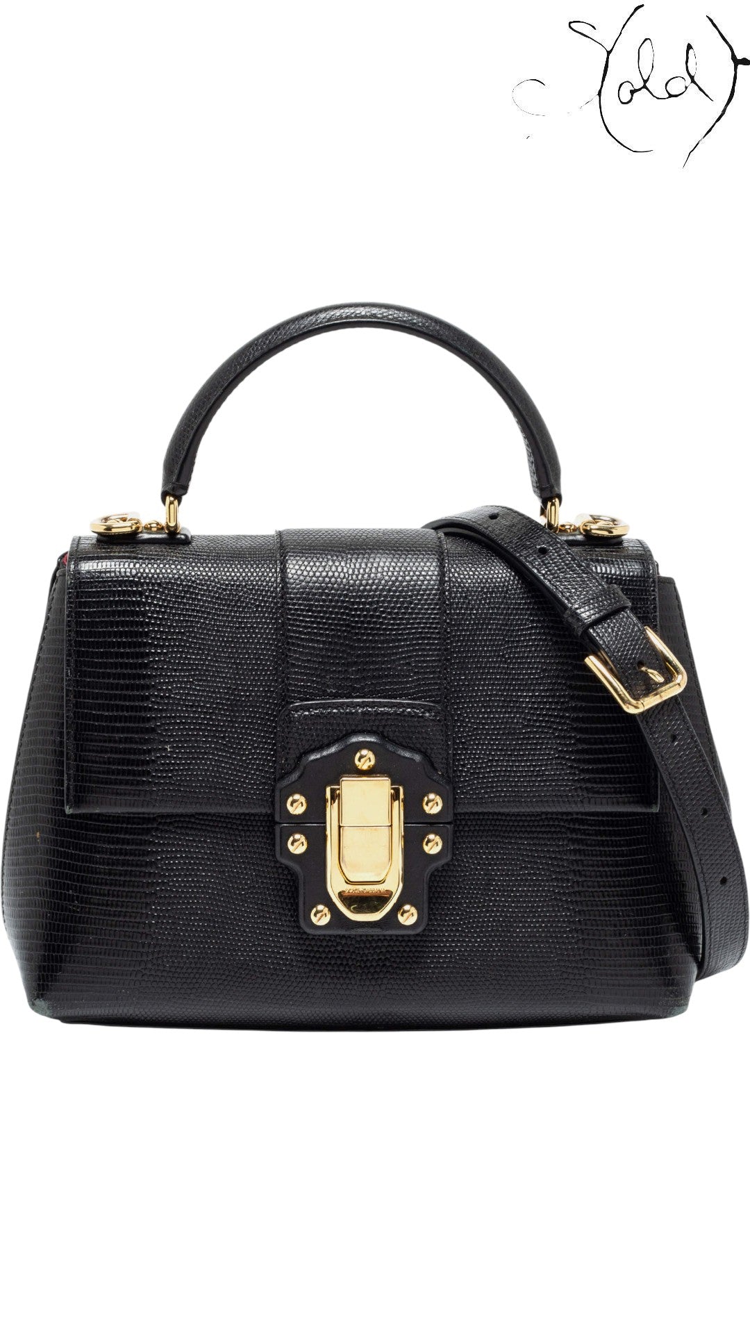 Dolce & Gabbana Black Lizard-Embossed Top Hand | Sold Attire