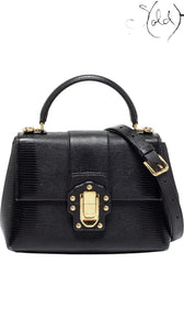 Dolce & Gabbana Black Lizard-Embossed Top Handle Bag Gold Hardware, Authenticated Pre-Owned | Sold Attire