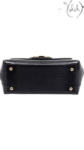 Dolce & Gabbana Black Lizard-Embossed Top Handle Bag Gold Hardware, Hardware detail | Sold Attire