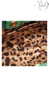 Interior lining detail of Dolce & Gabbana green python Miss Sicily tote