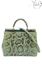 Dolce & Gabbana green python Miss Sicily tote front view on pure white