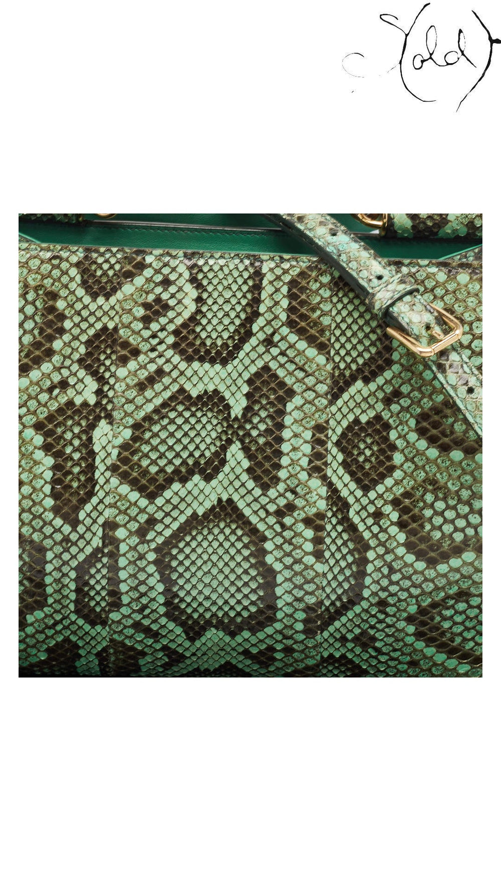 Green python exterior detail on Dolce & Gabbana Miss Sicily tote