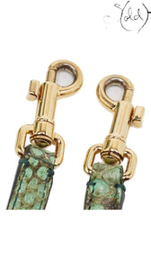 Gold-tone shoulder strap clasps on Dolce & Gabbana green python Miss Sicily tote