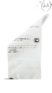 Sold Attire Dolce & Gabbana white sleeveless dress with a wisteria print and black and white striped bodice. Cotton-polyurethane blend.