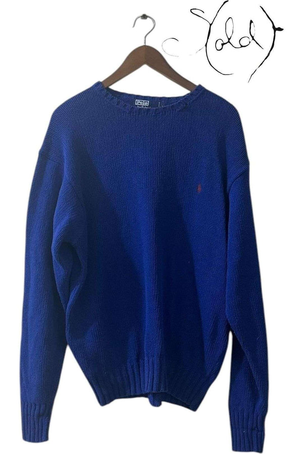 Ralph Lauren Cobalt Blue Knit Sweater - Large Jumper Sold Attire