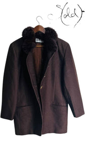 Electre Paris Fox Fur & Lana Wool Coat – Quiet Luxury, Back view | Sold Attire