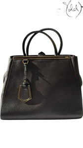 Fendi 2Jours Saffiano Tote – Black Structured Power, Authenticated Pre-Owned | Sold Attire