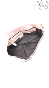 Sold Attire pink embossed calfskin Fendi Mamma Baguette with FF jacquard motif and silver-tone hardware, showing the interior with a zip pocket.