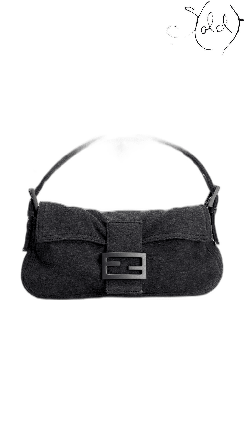 Fendi Baguette 26424 Grey Cotton Shoulder Bag 2