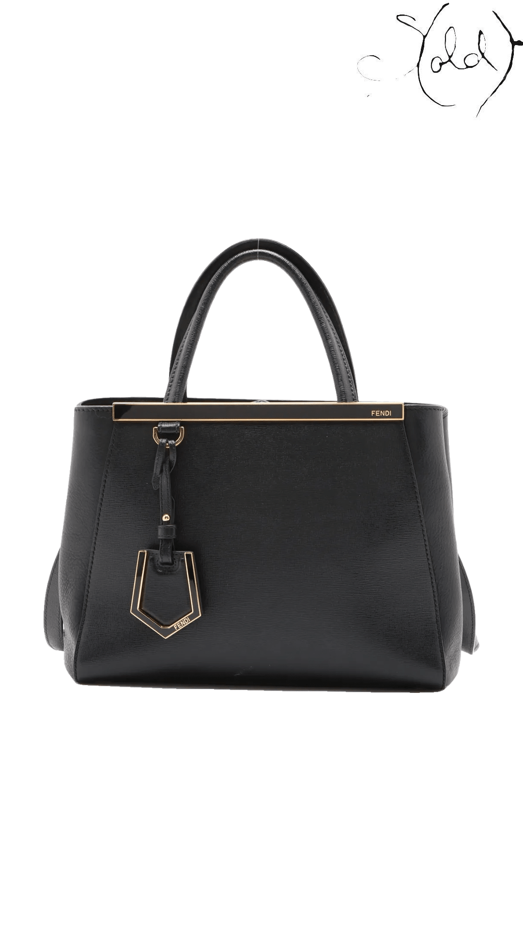 Fendi Petit 2Jours Black Leather Bag 8BH253 front view
