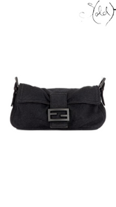 Fendi Baguette 26424 Grey Cotton Shoulder Bag 1